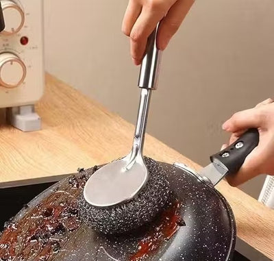 Stainless Steel Scrubber Brush with Handle