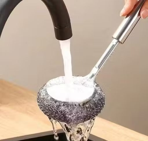 Stainless Steel Scrubber Brush with Handle