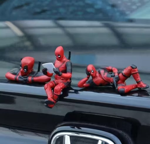 Deadpool Action Figure Miniature 3pcs Toy Set PVC Collectible for Car Dashboard, Home Decor, Desk & Gifting Toy Figures
