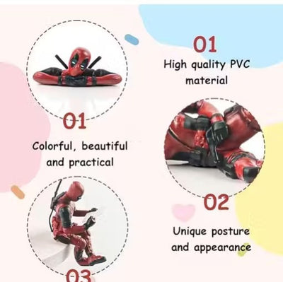 Deadpool Action Figure Miniature 3pcs Toy Set PVC Collectible for Car Dashboard, Home Decor, Desk & Gifting Toy Figures