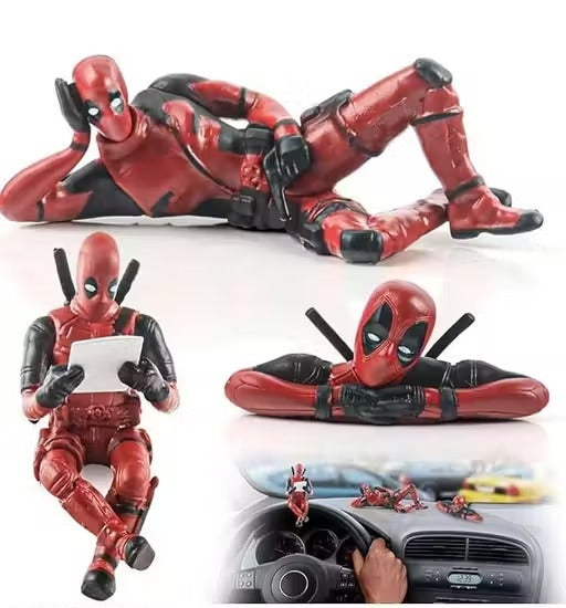 Deadpool Action Figure Miniature 3pcs Toy Set PVC Collectible for Car Dashboard, Home Decor, Desk & Gifting Toy Figures