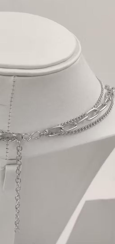 heart & lock minimal triple layer necklace for womens