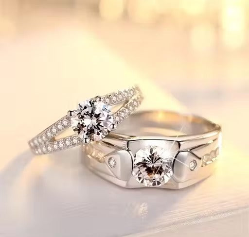 Valentine's Special King and Queen Adjustable Couple Rings for lovers Love Birds Fashionable Adjustable LOVE Theme Couple Ring