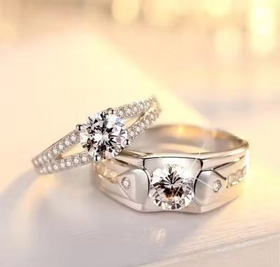 Valentine's Special King and Queen Adjustable Couple Rings for lovers Love Birds Fashionable Adjustable LOVE Theme Couple Ring