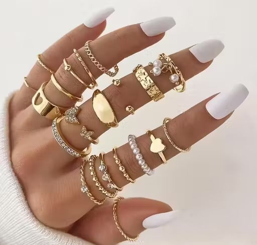 Jewels Galaxy Gold Plated Set of 21 Stackable Rings