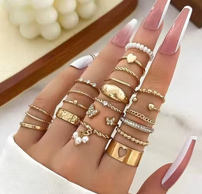 Jewels Galaxy Gold Plated Set of 21 Stackable Rings