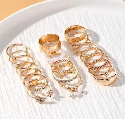 Jewels Galaxy Gold Plated Set of 21 Stackable Rings