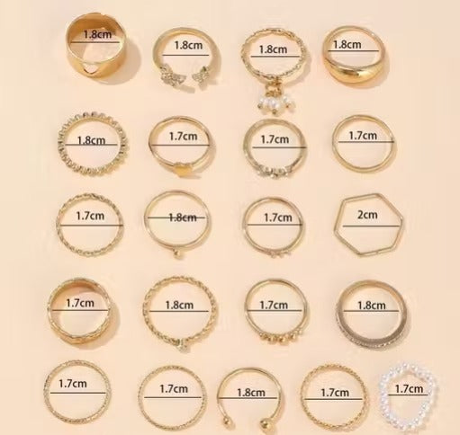 Jewels Galaxy Gold Plated Set of 21 Stackable Rings