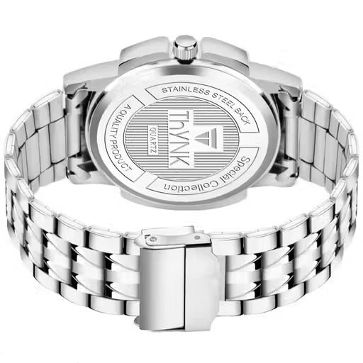 thynk black dial new designer round stainless steel silver adjustable chain analog watch