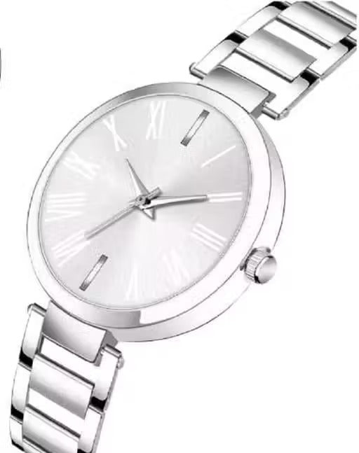 Trendy Women Silver Metal Analog Watch for women