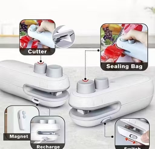 portable sealing machine | mini heat sealer for plastic bags & snacks | handy food storage tool